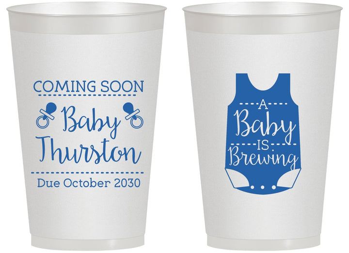 Personalized Baby Shower 14 oz Frosted Cups - Baby Is Brewing | 90039