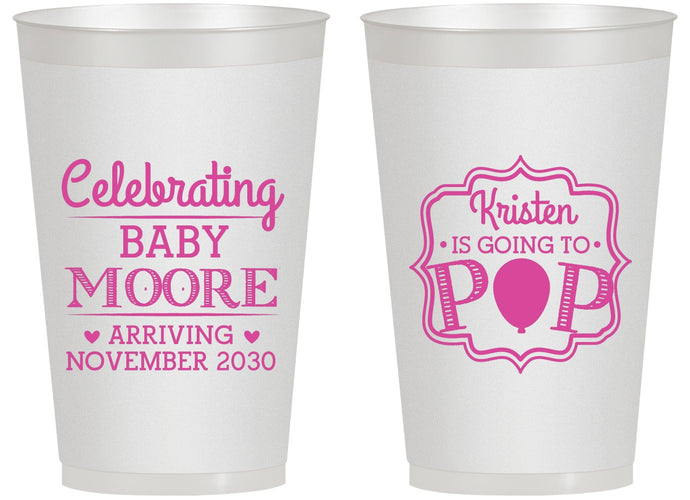 Personalized Baby Shower 14 oz Frosted Cups - Going To Pop | 90040