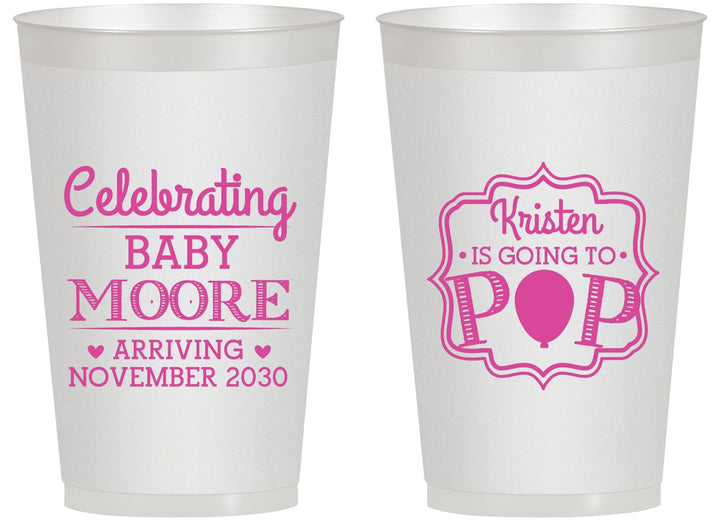 Personalized Baby Shower 14 oz Frosted Cups - Going To Pop | 90040