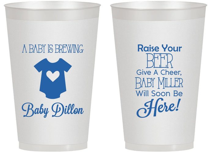 Personalized Baby Shower 14 oz Frosted Cups - Baby Is Brewing | 90041