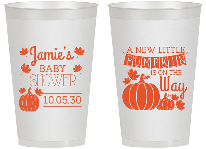 Personalized Baby Shower 14 oz Frosted Cups - Pumpkin On The Way | 90042