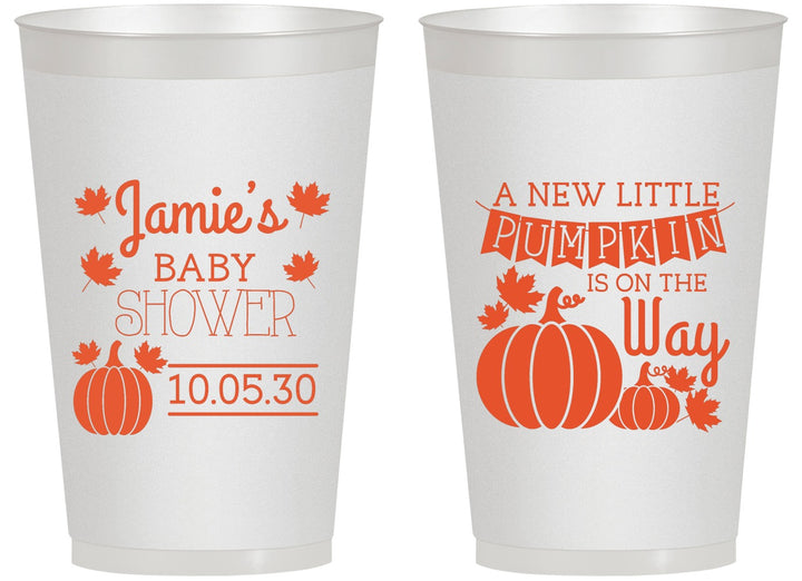 Personalized Baby Shower 14 oz Frosted Cups - Pumpkin On The Way | 90042