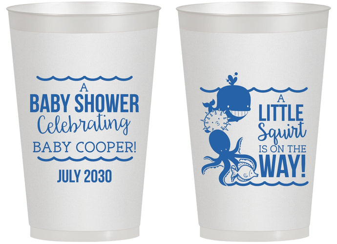 Personalized Baby Shower 14 oz Frosted Cups - Little Squirt On The Way | 90045