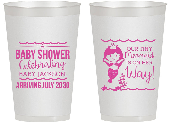 Personalized Baby Shower 14 oz Frosted Cups - Mermaid On Her Way | 90046