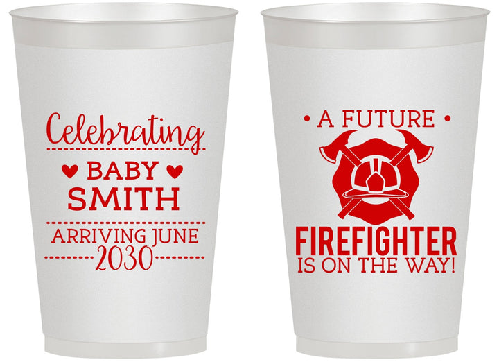 Personalized Baby Shower 14 oz Frosted Cups - Future Firefighter | 90048