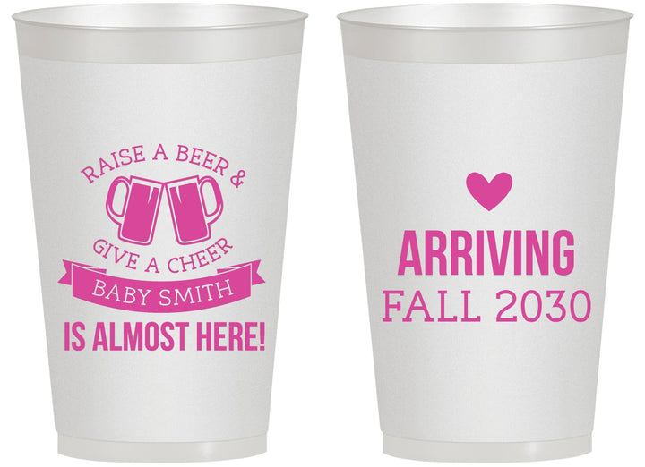 Personalized Baby Shower 14 oz Frosted Cups - Raise A Beer | 90049