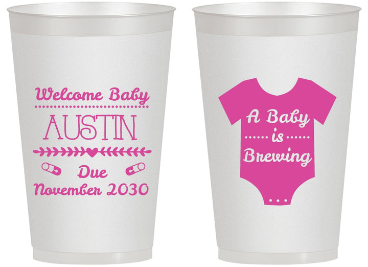 Personalized Baby Shower 14 oz Frosted Cups - Baby Is Brewing | 90050