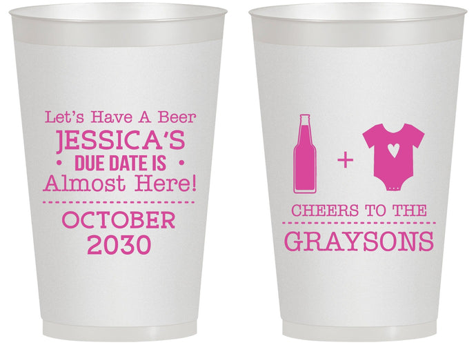 Personalized Baby Shower 14 oz Frosted Cups - Due Date Almost Here | 90052