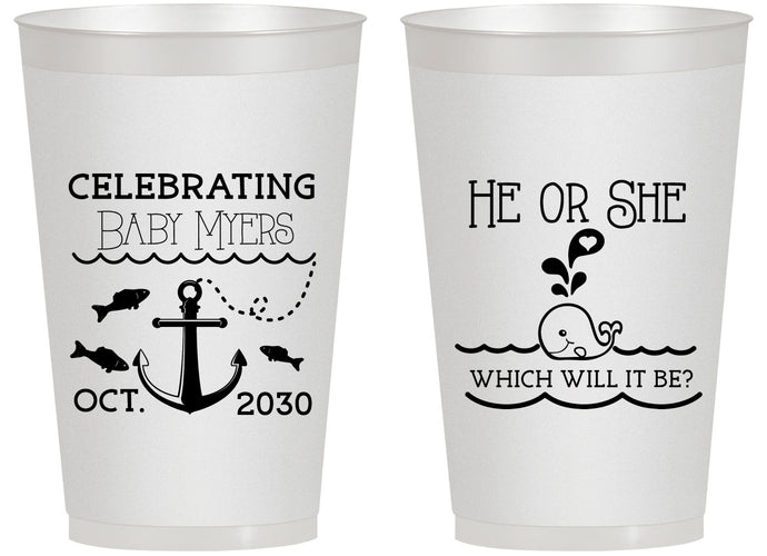 Personalized Baby Shower 14 oz Frosted Cups - Gender Reveal Whale | 90053