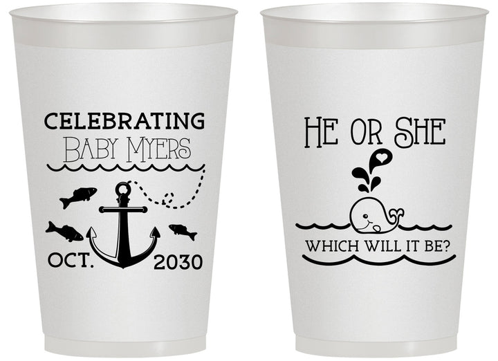 Personalized Baby Shower 14 oz Frosted Cups - Gender Reveal Whale | 90053