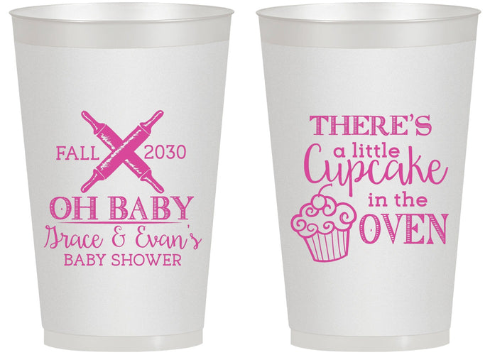 Personalized Baby Shower 14 oz Frosted Cups - Cupcake In The Oven | 90059