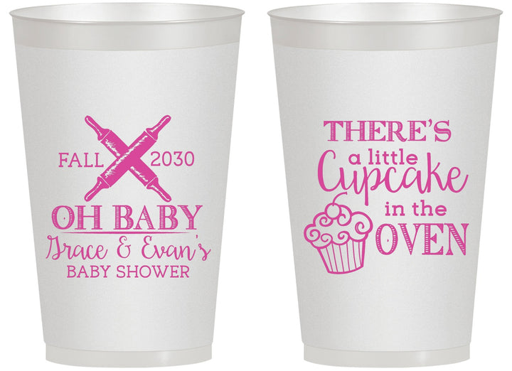 Personalized Baby Shower 14 oz Frosted Cups - Cupcake In The Oven | 90059