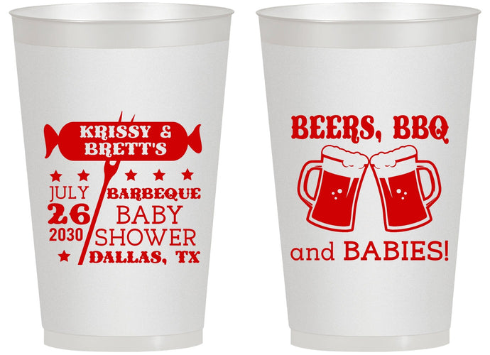 Personalized Baby Shower 14 oz Frosted Cups - Beers Bbq Babies | 90060