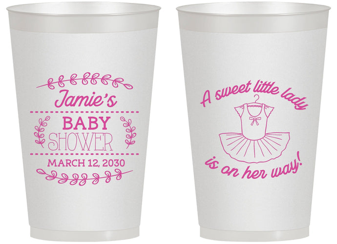 Personalized Baby Shower 14 oz Frosted Cups - Sweet Little Lady | 90061