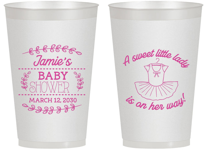 Personalized Baby Shower 14 oz Frosted Cups - Sweet Little Lady | 90061