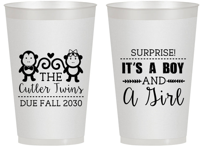 Personalized Baby Shower 14 oz Frosted Cups - Gender Reveal Boy Or Girl | 90063