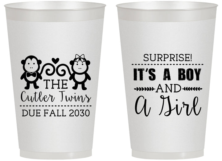 Personalized Baby Shower 14 oz Frosted Cups - Gender Reveal Boy Or Girl | 90063