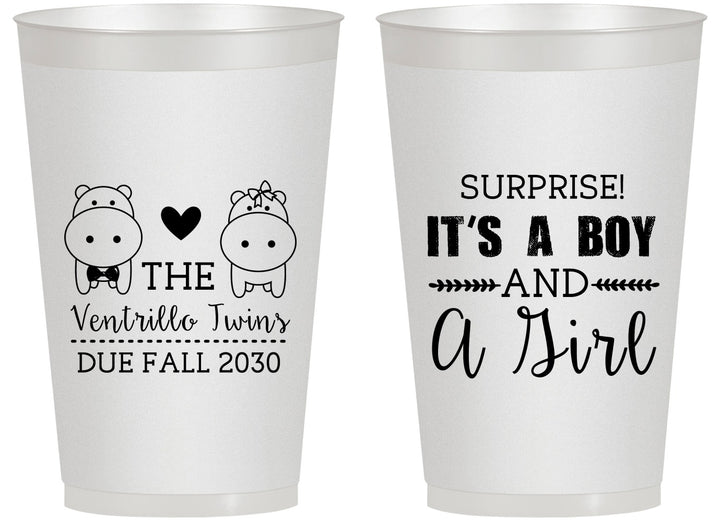 Personalized Baby Shower 14 oz Frosted Cups - Gender Reveal Boy Or Girl | 90064