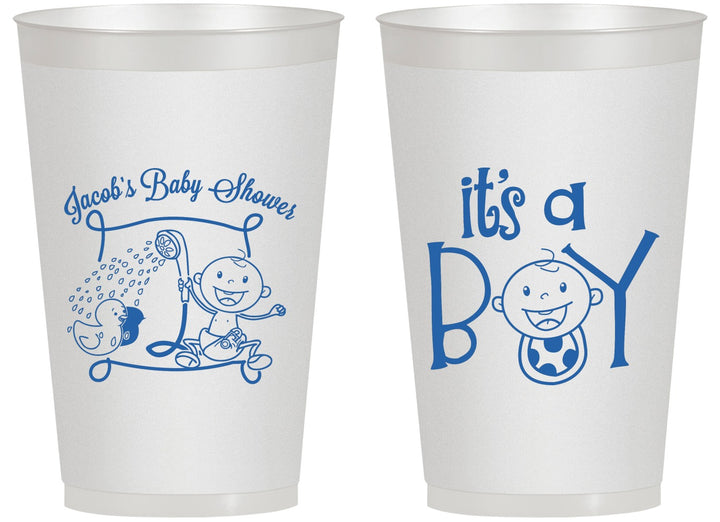 Personalized Baby Shower 14 oz Frosted Cups - It’s A Boy | 90076