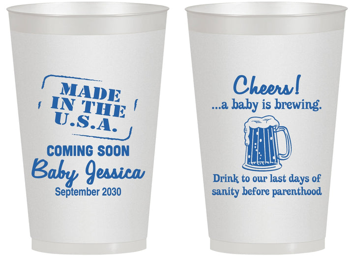 Personalized Baby Shower 14 oz Frosted Cups - Made In The Usa | 90079