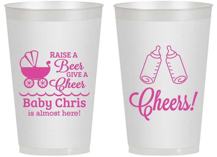 Personalized Baby Shower 14 oz Frosted Cups - Raise A Beer | 90081