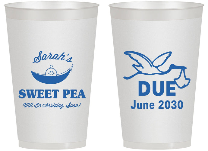 Personalized Baby Shower 14 oz Frosted Cups - Sweat Pea Stork | 90084