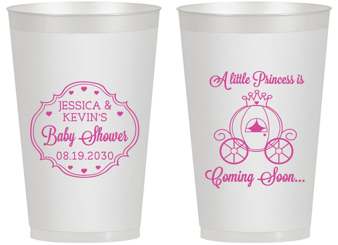 Personalized Baby Shower 14 oz Frosted Cups - Princess Coming Soon | 90085