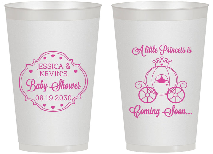 Personalized Baby Shower 14 oz Frosted Cups - Princess Coming Soon | 90085