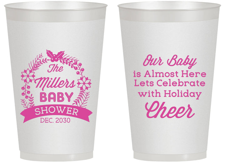 Personalized Baby Shower 14 oz Frosted Cups - Holiday | 90086