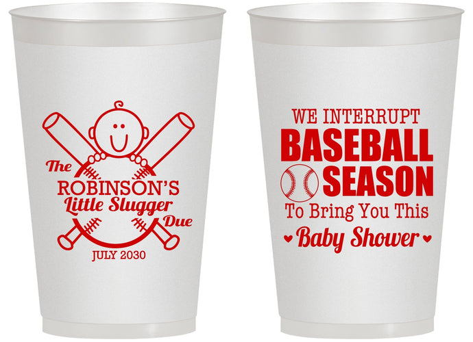 Personalized Baby Shower 14 oz Frosted Cups - Baseball | 90090