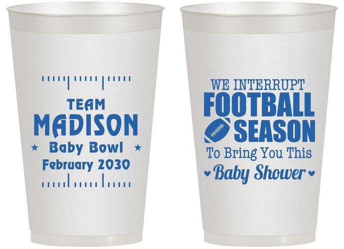 Personalized Baby Shower 14 oz Frosted Cups - Football | 90091
