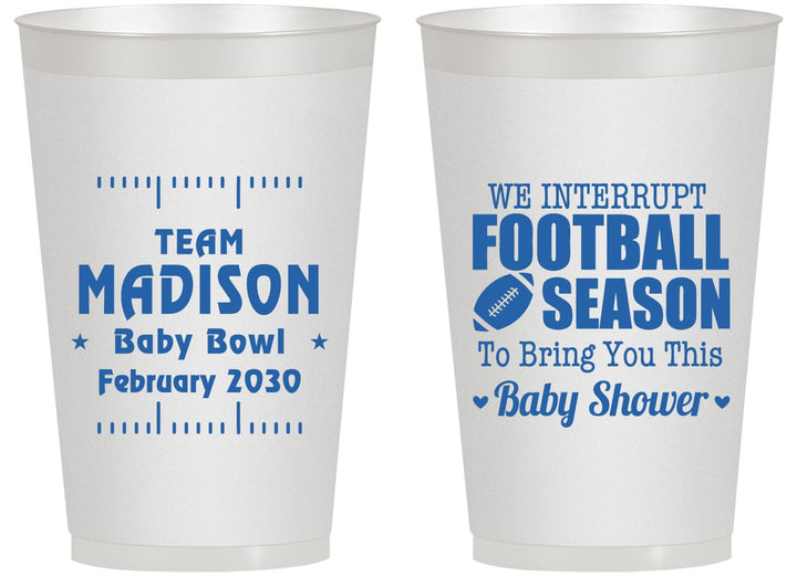Personalized Baby Shower 14 oz Frosted Cups - Football | 90091