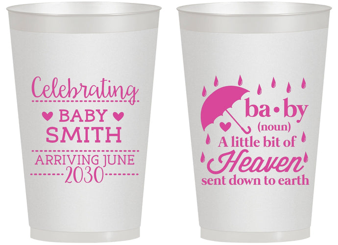 Personalized Baby Shower 14 oz Frosted Cups - Little Bit Of Heaven | 90095