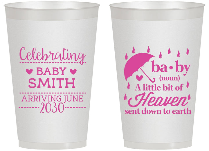 Personalized Baby Shower 14 oz Frosted Cups - Little Bit Of Heaven | 90095
