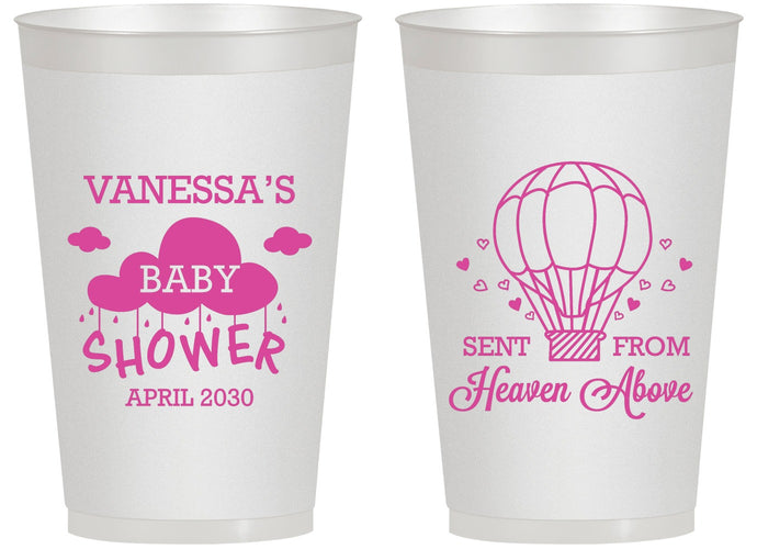 Personalized Baby Shower 14 oz Frosted Cups - Hot Air Balloon | 90097