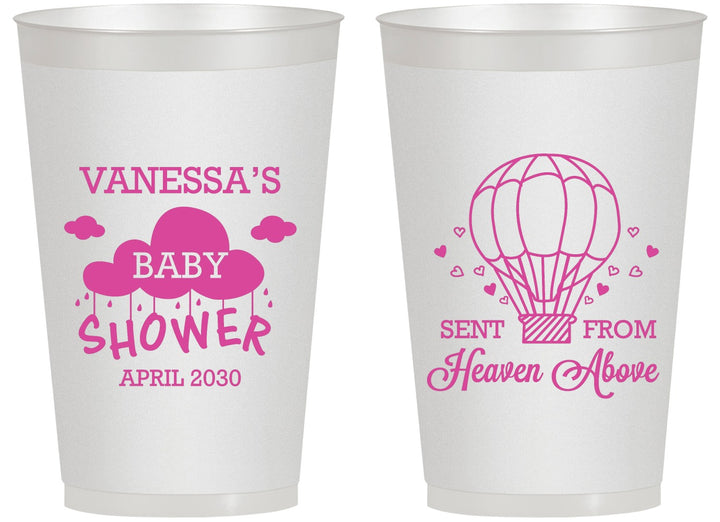 Personalized Baby Shower 14 oz Frosted Cups - Hot Air Balloon | 90097