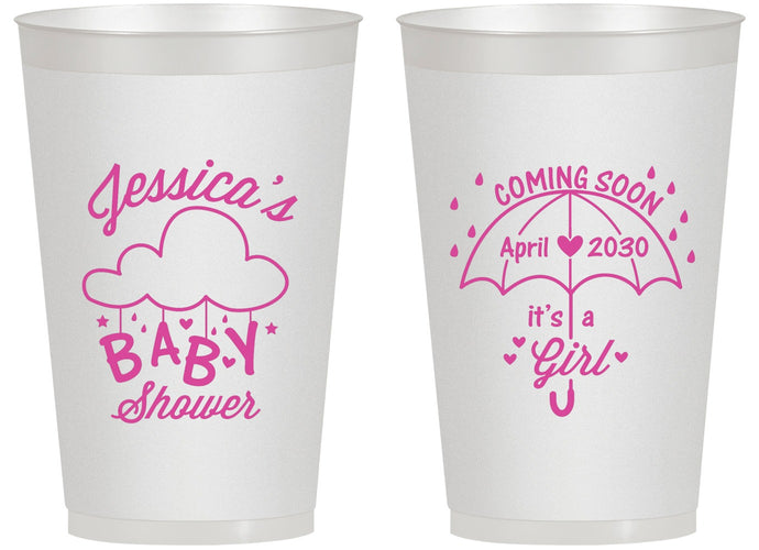 Personalized Baby Shower 14 oz Frosted Cups - April Showers May Babies | 90099