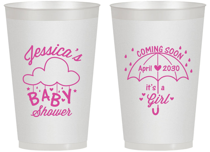 Personalized Baby Shower 14 oz Frosted Cups - April Showers May Babies | 90099