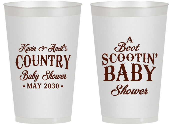 Personalized Baby Shower 14 oz Frosted Cups - Boot Scootin | 90100