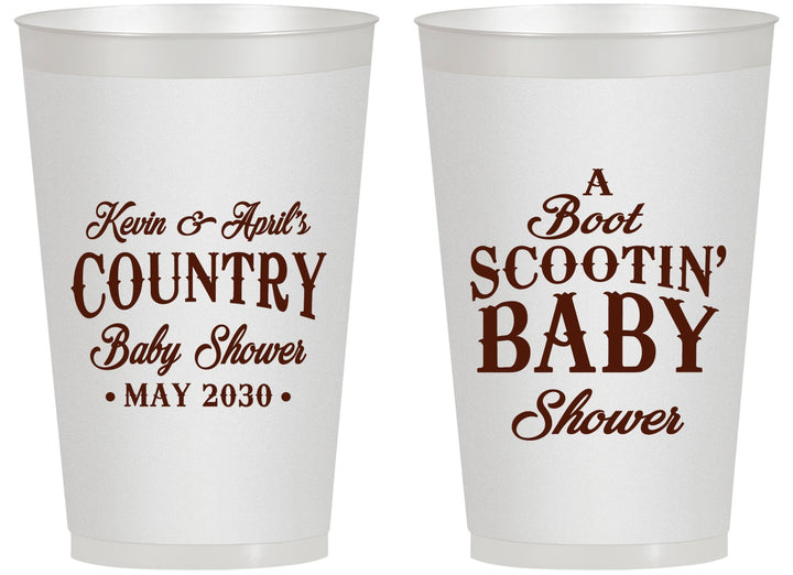 Personalized Baby Shower 14 oz Frosted Cups - Boot Scootin | 90100