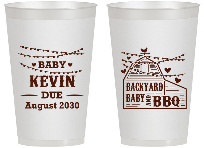 Personalized Baby Shower 14 oz Frosted Cups - Baby And Bbq | 90101
