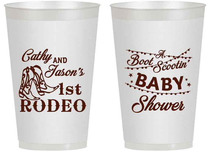 Personalized Baby Shower 14 oz Frosted Cups - Rodeo Boot Scootin | 90103