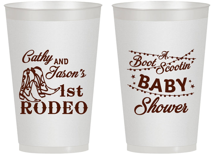 Personalized Baby Shower 14 oz Frosted Cups - Rodeo Boot Scootin | 90103