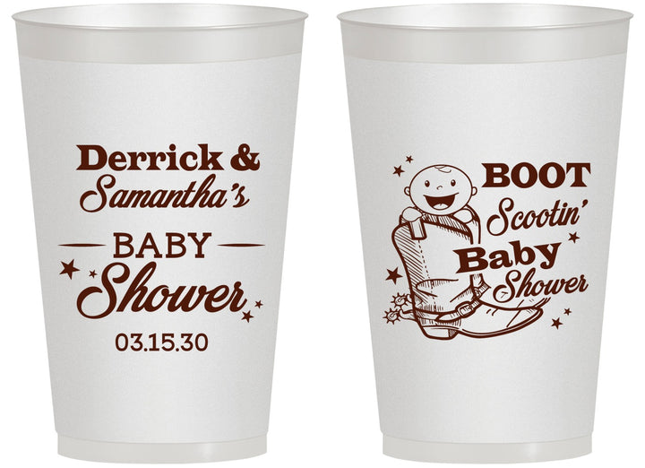 Personalized Baby Shower 14 oz Frosted Cups - Boot Scootin | 90106