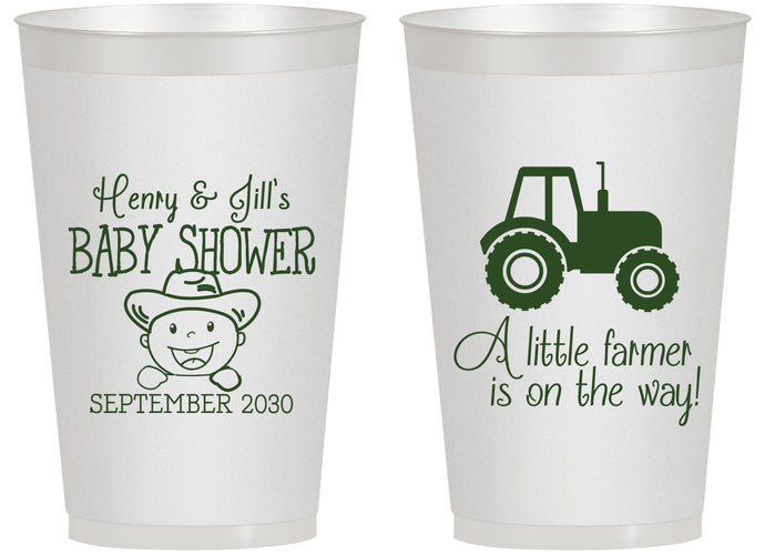 Personalized Baby Shower 14 oz Frosted Cups - Little Farmer | 90108