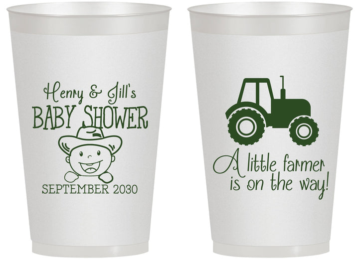 Personalized Baby Shower 14 oz Frosted Cups - Little Farmer | 90108
