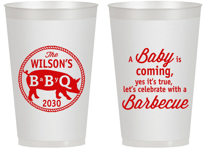 Personalized Baby Shower 14 oz Frosted Cups - Bbq | 90110