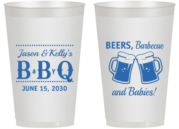 Personalized Baby Shower 14 oz Frosted Cups - Beers Bbq Babies | 90111