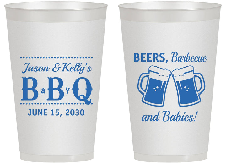 Personalized Baby Shower 14 oz Frosted Cups - Beers Bbq Babies | 90111