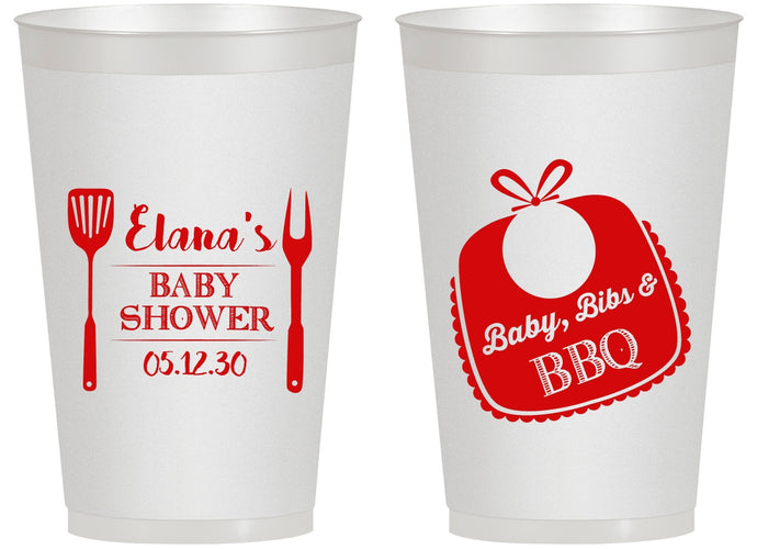 Personalized Baby Shower 14 oz Frosted Cups - Beers Bbq Babies | 90114